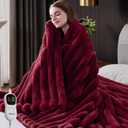 Heated Throw Blanket, Faux Fur Cozy Heating Blanket with Overheat Protection, 1/2/4/6/8 Hours Auto-Off 10 Heat Level, Machine Washable (72x84 I Inches, Red)