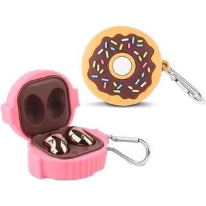 (2 Pack) BGAANM Silicone Earbuds Case Protective Cover with Keychain Fit for Samsung Galaxy Buds2 Pro (2022) /Galaxy Buds 2 (2021) /Galaxy Buds Pro (2021) /Galaxy Buds Live (2020) (Donuts/Bubba)