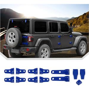 JeCar 13pcs Blue Full Set Door Hinge Cover Trim Kit for 2018-2024 2025 Up Jeep Wrangler JL 4 Door