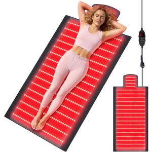 Red Light Therapy Mat, 2in1 LEDs (660nm& 850nm) Red Light Therapy Blanket, Premium Material, Adjustable Timer & Intensity