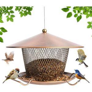 Metal Bird Feeder for Outdoors Hanging, Large Roof Bird Feeders for Small Birds, 3LB Wild Birdfeeder Squirrel Proof for Outside