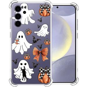 2 x Clear Halloween Phone Case for Samsung S24,Pumpkin Bow Pattern Cover Soft Bumper Protective Cute Boys Girls Phone Case for Samsung S24-Pumpkin Bow