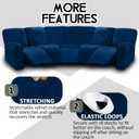 ULTICOR 7-Piece L Shape Sectional Sofa Cover Set, Velvet Stretch for 5 Seat Reclining Couches, Thick, Soft, Washable (Navy)