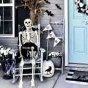 Halloween Decorations Wreath Halloween Skull Welcome Door Sign Front for Door Decoration, Rustic Wooden Holiday Decor for Front Door Porch Window Wall Farmhouse Indoor Outdoor