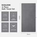 ecolook 4 Pack Microfiber Bath Towels, 31 x 63 inches Extra Large Bath Towel Set, Super Soft Highly Absorbent Bath Towels Set of 4, Quick Dry Lightweight Bathroom Towels for Spa, Pool, Gym, Dark Gray
