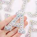 Waydress 26 Piece Rhinestone Iron On Patch A-Z Pearl Bling Rhinestone Letter Patch Glitter Alphabet Applique Rhinestone Pearl English Letter for DIY Craft Supplies(AB Colors, Flat Style)