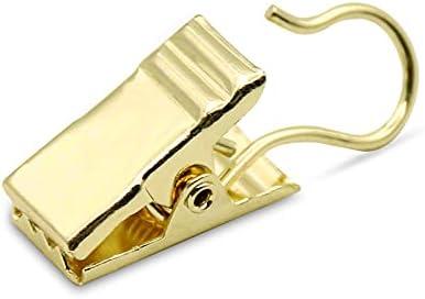 Coideal Small Curtain Clips Gold - 100 Pack Stainless Steel Curtain Hooks for Hanging Party String Lights Indoor, Art Crafts, Christmas Wedding Decoration (Light Gold)