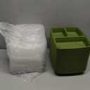 50 Pack (100-Piece) 32 oz Meal Prep Containers Reusable with Lids 3-Compartment, To Go Take Out Plastic Food Storage Containers, Sturdy Leakproof Food Safe, Microwave Freezer Dishwasher Safe, Green