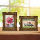 PHAREGE 4x6 Vintage Bronze Gold Picture Frame, 4 by 6 Ornate Antique Picture Frame for Wedding, Retro Photo Frame Displays Horizontally or Vertically On Tabletop