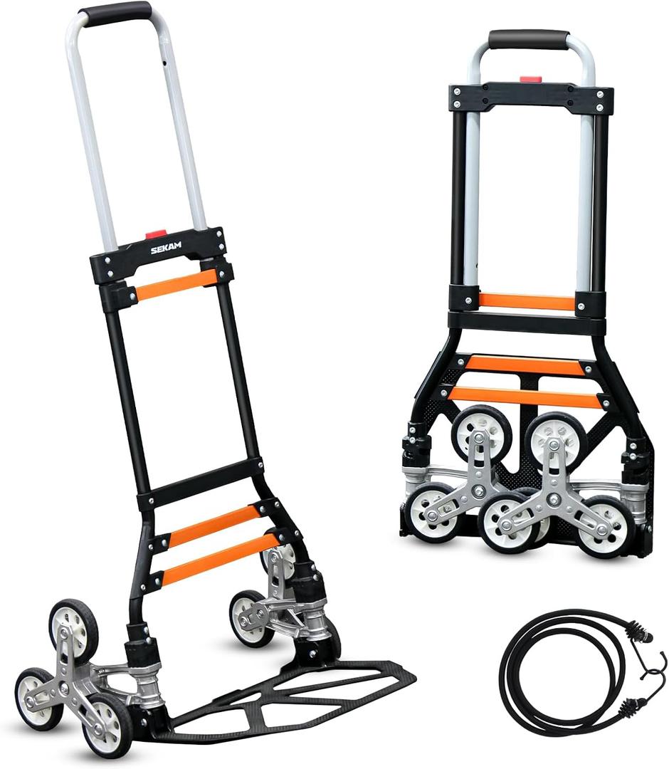 Upgraded Stair Climbing Cart, 280Lbs Heavy Duty Folding Hand Truck Dolly, Folding Shopping Cart, Portable Personal Stair Climbing Dolly with Bag for Moving, Luggage, Groceries, Travel, Office