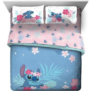 Jay Franco Disney Lilo & Stitch Paradise Dream 7 Piece Queen Bed Set - Includes Reversible Comforter & Sheet Set Bedding - Super Soft Fade Resistant Microfiber (Official Disney Product)