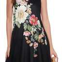Summer Dresses for Women 2026 Casual Sleeveless Sundress Floral Loose Fit Beach Cover Up with Pocket (Black, S)