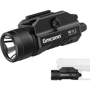 Gmconn 1250 Lumen Tactical Flashlight Pistol Light Rail Mounted LED Gun Light Strobe Weaponlight for Glock Pistol and Picatinny MIL-STD-1913
