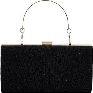 MR Clutch Purses for Women Pleated Wedding Clutch Evening Handbags Party Prom Purse (Black-glitter)