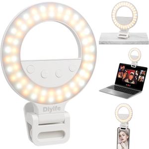 Diyife Selfie Ring Light, [360 Rotation] Rechargeable 1000mAh Selfie Light for Phone, 60 LED 10 Level Brightness Portable Phone Clip on Light for Laptop, Makeup, Vlog, TikTok, Video Recording