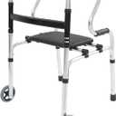 Walkers for Seniors with Seat and Wheels, Foldable Lightweight Aluminum Walkers Weighing Up to 220 Pounds, Adjustable Height for Elderly, Disabled Adults and Handicapped