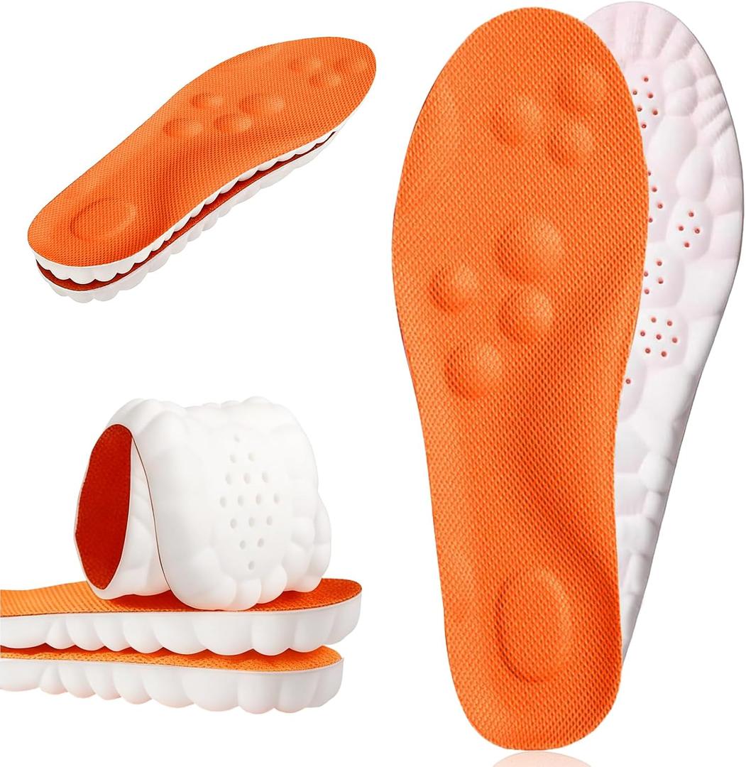 2026 New Steppers Insoles for Men & Women,Cloud Soles for Men, trimmable to fit, with Arch Support to Relieve Foot Pain and Fatigue (1 Pair Orange, Men: 6-7.5/Women: 7-8.5)