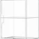 Display Case for Collectibles  Clear Display Box with Magnetic Door,Stackable Figure Display Case for Action Figures, Model Cars, Book (Vitrinas para Colecciones) (L-2Tier-1PACK)