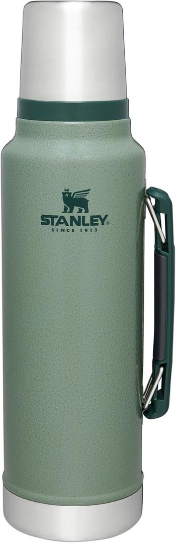 Stanley Classic Legendary Vacuum Bottle 1.5 qt | Wide Mouth with Leakproof Cup Lid | Keep Drinks Hot or Cold | Packable for Travel | Insulated Stainless Steel Thermos | BPA-Free | Hammertone Green