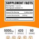 Creatine Monohydrate Capsules - Micronized Creatine Pills - Gluten Free, 7 Capsules per Serving (5000mg), 420 Count (Pack of 1) Exp 10/31/2027