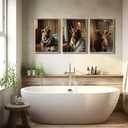 3pcs Funny Highland Cow Bathroom Wall Art Animal Bathroom Wall Decor Brown Cattle Picture Rustic Farmhouse Style Posters Prints Cow in Toilet Decorations for Restroom Home Decoration