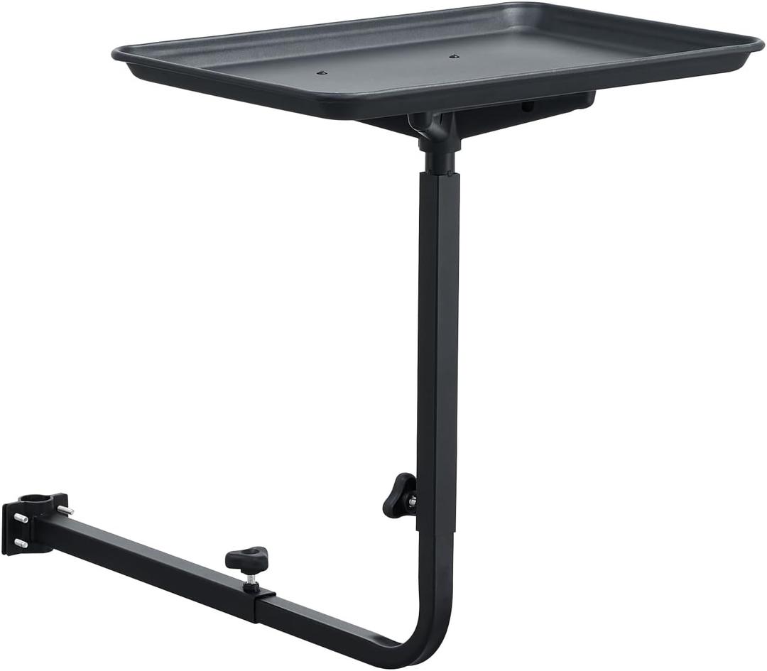 Salon Tray for Hair Stylist Steel Salon Tray Attached to Chair 360 Degree Rotating Salon Tray for Barber Chairs Hairdressing Tools Tattoo(Black)