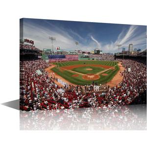 TUMOVO Boston Fenway Park Canvas Wall Art for Bedroom Baseball Stadium Skyline Wall Art for Living Room Sports Field Wall Art Decor Modern Artwork for Home Walls Giclee Framed Ready to Hang 24x16in