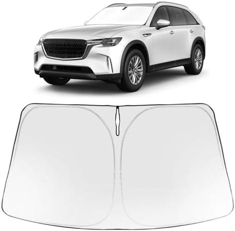 Proadsy 2025 Upgrade Windshield Sun Shade Custom Fit Mazda CX-90 2024 2025 Foldable Front Sunshade Protector Sun Visor Blocks UV Rays Keep Car Cooler Accessories