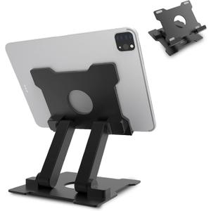 KABCON Tablet Stand,Adjustable Drawing Holder Eye-Level Aluminum Solid Stand for Desk, Portable Monitor, iPad Pro 9.7 10.5 Air Mini,Microsoft Surface Pro,Tab-Up to 15'' (Large-Black)