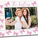 Besties Gifts Picture Frame 4x6, Best Friends Besties Wooden Picture Frame, Christmas Birthday Gifts for Bestie Best Friends Women, Pink Bow Decorative Photo Frames for Table Desk Decor