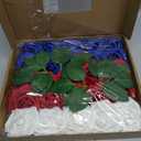 DuHouse 25Pcs Artificial Roses Flowers Fake Rose with Stems Real Touch Foam Flowers for DIY Wedding Bouquet Party Centerpiece Floral Arrangement Party Home Decor(Blue White Red)