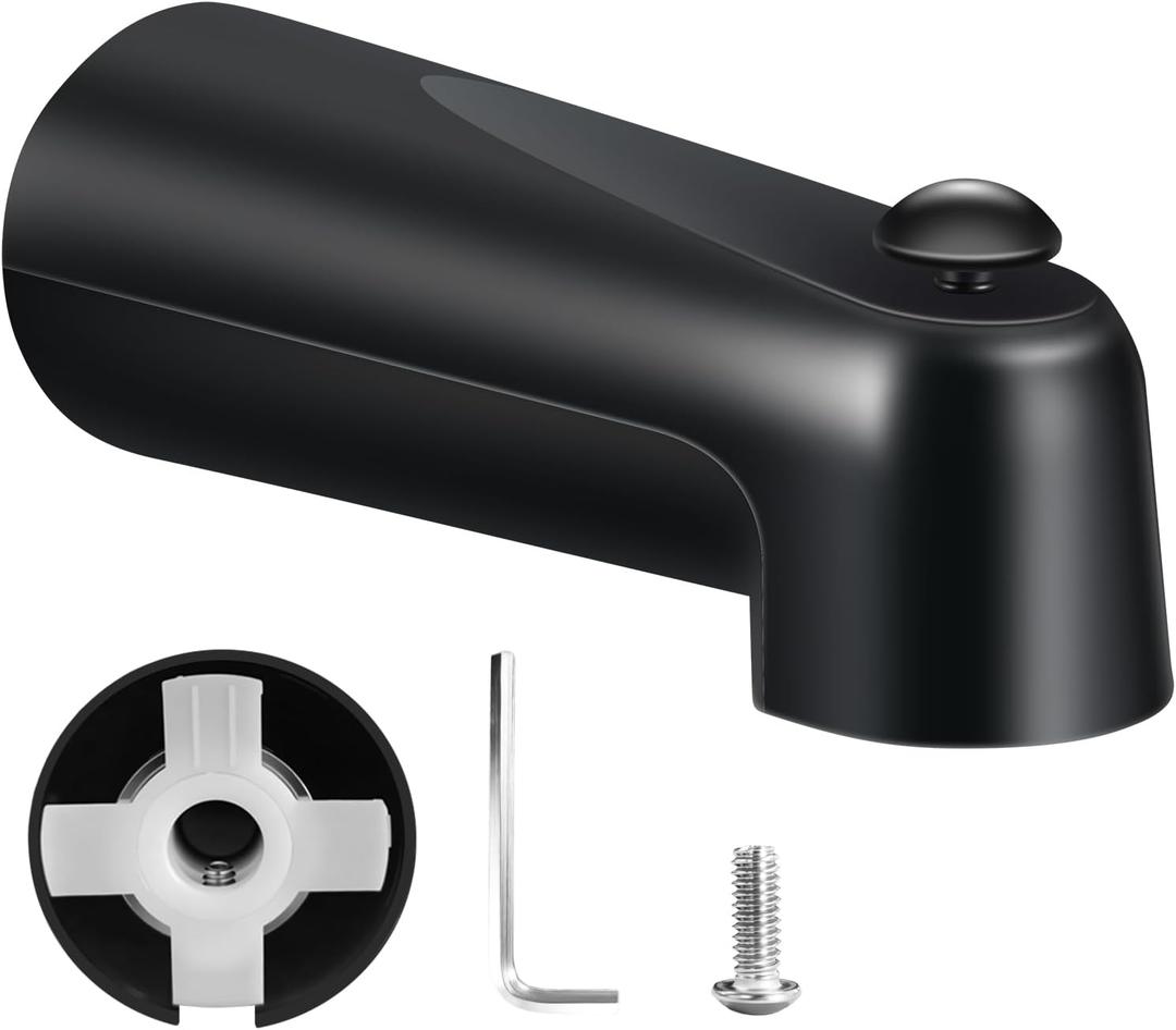 7 Inch Slip on Tub Spout with Diverter, for 1/2" Copper Water Tube (5/8" Diameter), Bathtub Faucet Spout Compatible with Moen 3839/Moen 3853 Tub Faucet, 5/32" Hex Wrench (Matte Black)