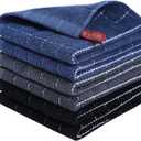 Homaxy 100% Cotton Terry Kitchen Dish Cloths, Ultra Soft and Absorbent Dish Towels for Kitchen, Suitable for Drying and Washing Dishes, 6 Pack, 12 x 12 Inches, Multiple Colour (Navy+grey+black)