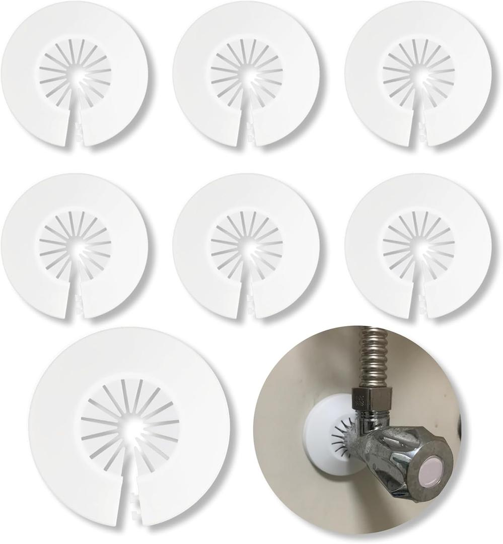6 PCS Plumbing Cover Plates Plastic Escutcheon Plate Flange Pipe Covers for Bathroom (Apply to 0.4" to 1.14")