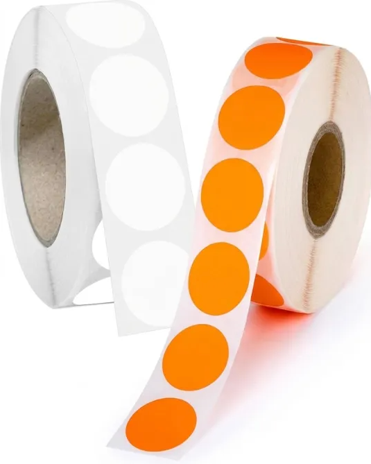 White and Orange Dot Stickers Round Circle Colored Coding Labels Garage Yard Sale Dot Stickers for Toddlers, Classroom，Office