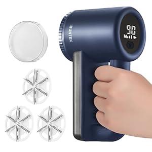 iRUNTEK Rechargeable Fabric Shaver & Lint Remover｜3-Speed Lint Shaver with LED Display & Large Lint Bin｜Sweater Shavers to Remove Pilling｜Eliminates Fuzz & Pilling from Clothes Couch Furniture, Navy
