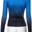 Hafailia Long Sleeve Shirts for Women - Casual Y2K Basic Tops Crewneck Slim Fit Tshirt Tees Blue Black XS