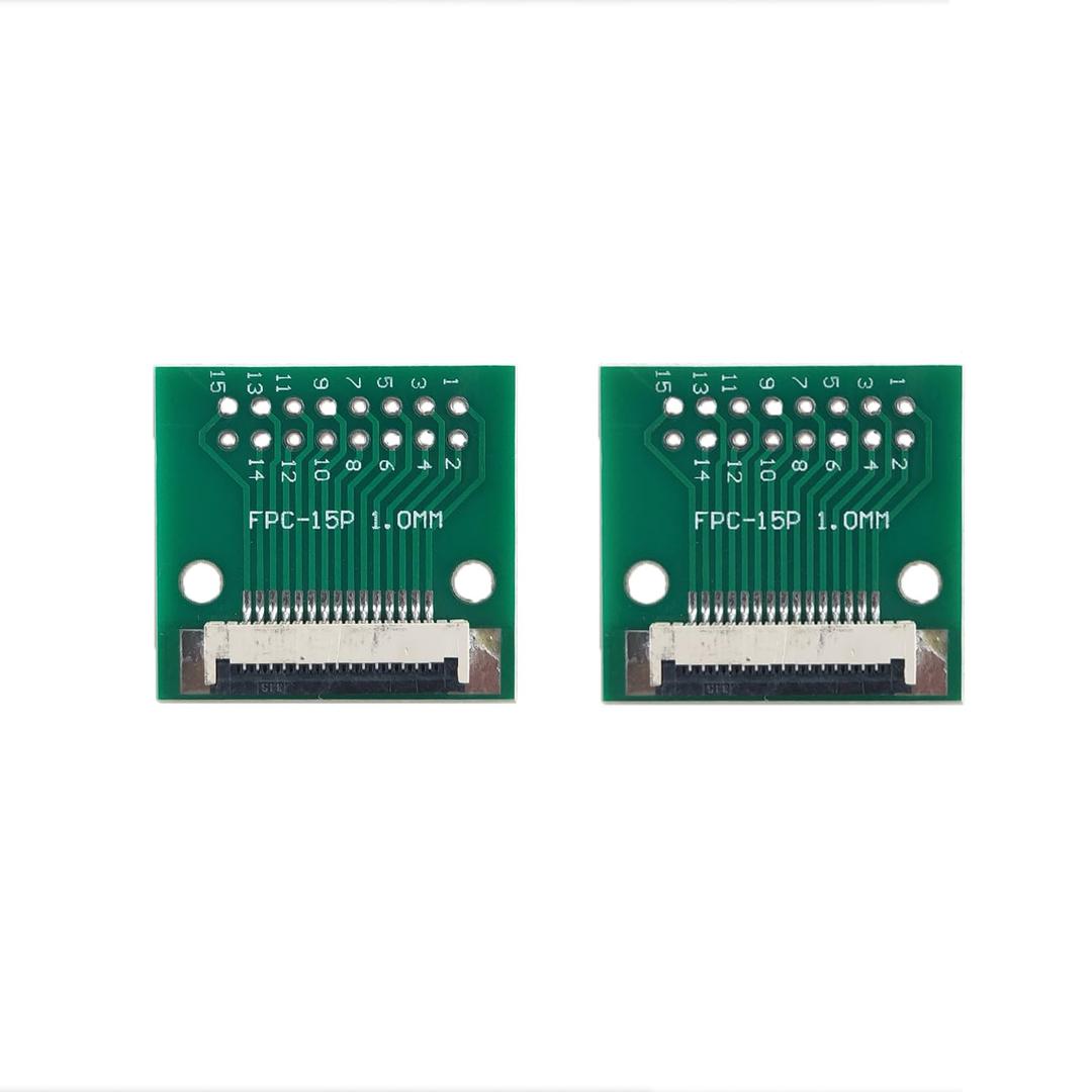 2 Pcs FFC FPC PCB Converter Board 15 Pin 1mm 0.5mm Pitch to Dip 2.54mm for FCC Cable Couple Extend Adapter