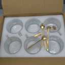 Vintage Glass Coffee Mugs Set of 6, 14 oz Tea Cups With Handle, Clear Embossed Glassware, 6 Spoons for Cappuccino, Latte, Cereal, Yogurt, Milk