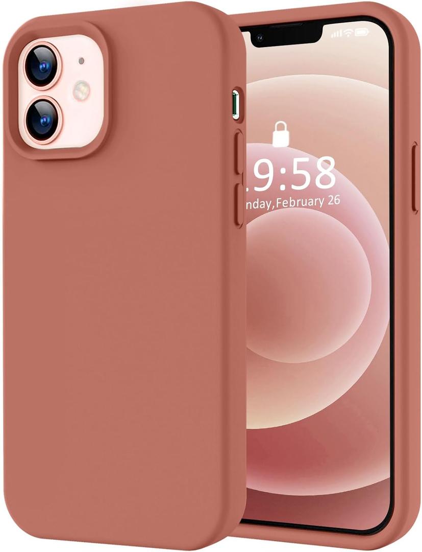 LOVE 3000 Designed for iPhone 12 Case/iPhone 12 Pro Case, Premium Silicone with [Soft Anti-Scratch Microfiber Lining] Shockproof Protective Phone Case for Men Women Girls 6.1", Caramel