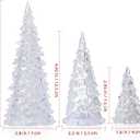 BESPORTBLE 3pcs Acrylic Led Christmas Trees Set with Colorful Glowing Lights Battery Operated Tabletop Holiday Decor for Home Party White