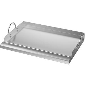 Only Fire Universal Stainless Steel Cooking Griddle, Flat Top Plate Insert with Grease Groove and Handles for Gas and Charcoal Grills, Tailgating, Camping and Parties, 23" x 16"
