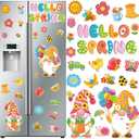 25Pcs Hello Spring Magnet Car Decorations Hello Spring Refrigerator Magnets Colorful Flowers Butterfly Gnome Magnet Stickers for Garage Door Holiday Home Decor