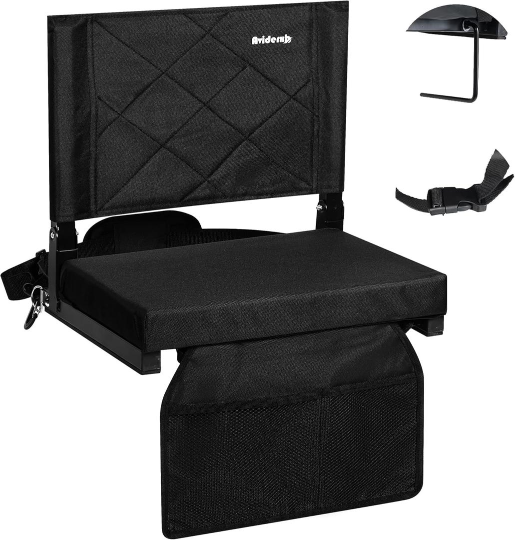 Stadium Seats for Bleacher Chairs with Back Support and Soft Cushion, Wide Portable 600D Water-Resistant Padded Stadium Seat (16.5 x 10.8 inch, Black) Stadium Seats for Bleacher Chairs with Back Support and Soft Cushion, Wide Portable 600D Water-Resistant Padded Stadium Seat (16.5 x 10.8 inch, Black)