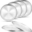 E-far 6-Piece Stainless Steel Plates, 9 Inch Metal Dinner Plates Dishes for Home, Picnic, Outdoor Camping, Healthy & Non-Toxic, Shatterproof & Dishwasher Safe