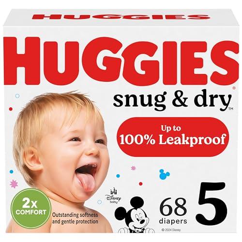 Huggies Size 5 Diapers, Snug & Dry Baby Diapers, Size 5 (27+ lbs), 68 Count