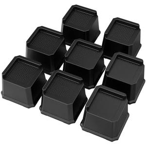 Whynonap Bed Risers 3 Inch Set of 4 Oversized Bed Lifts Risers 3 in Heavy Duty Furniture Risers L Shape Wide Opening Bed Elevators fits to Couch, Sofa, Bed Frame, Black