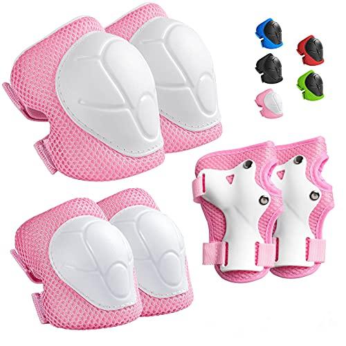 Wemfg Kids Protective Gear Set Knee Pads for Kids 4-7 Years Toddler Knee and Elbow Pads with Wrist Guards 3 in 1 for Skating Cycling Bike Rollerblading Scooter