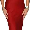 Memoriesea Women's Satin Elegant Sleeveless High Neck Tie Cocktail Party Maxi Dress (Large, Red)