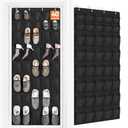 FENTEC 40 Large Pockets Over The Door Shoe Organizer, Mesh Hanging Shoe Organizer Shoe Rack for Closet Mesh Closet Shoe Holder, Over Door Organizer, Shoe Organizer for Wall, Black, 1 Pack